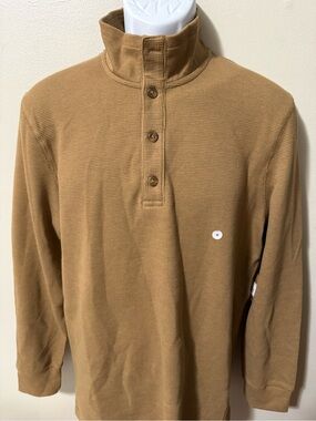Eddie Bauer Camel Waffle Knit Long Sleeve Henley